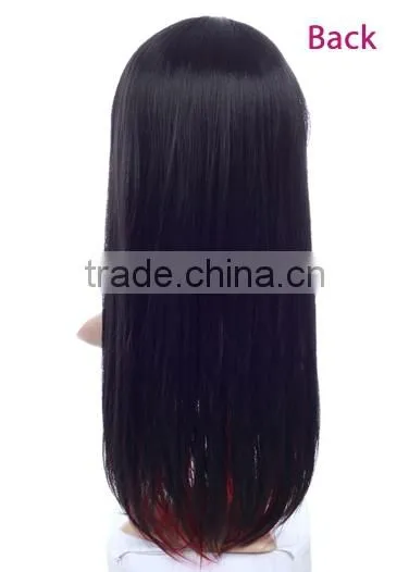 Cheap High Heat Resistant Mix Color Red Synthetic Long Cosplay Wig With Bangs photo-4