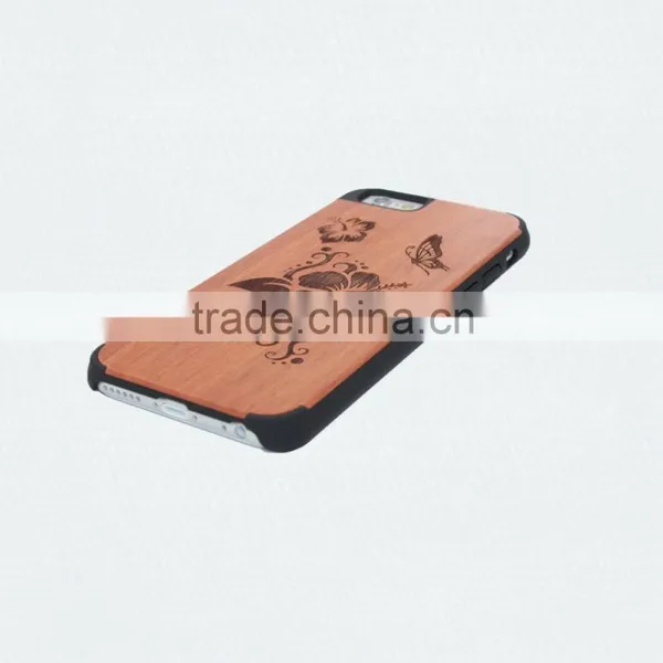 Universal Butterfly With Flower PC and Wood Phone Case With Press Key Two in One for Iphone 6/6 Plus photo-6