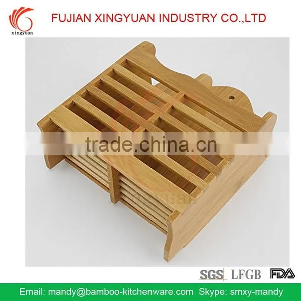 Bamboo Kitchen Utensil Caddy, Bamboo Utensils Drying Holder photo-2