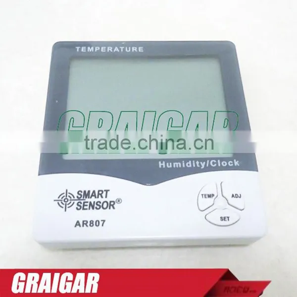 Smart Sensor AR807 LCD Digital Hygrometer Thermometer Wet and Dry Thermometer Meter With Calendar & Clock Alarm photo-2