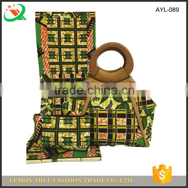 High Quality Wax and Bag Set African Fabric Super Wax Printed Women Hand Bag