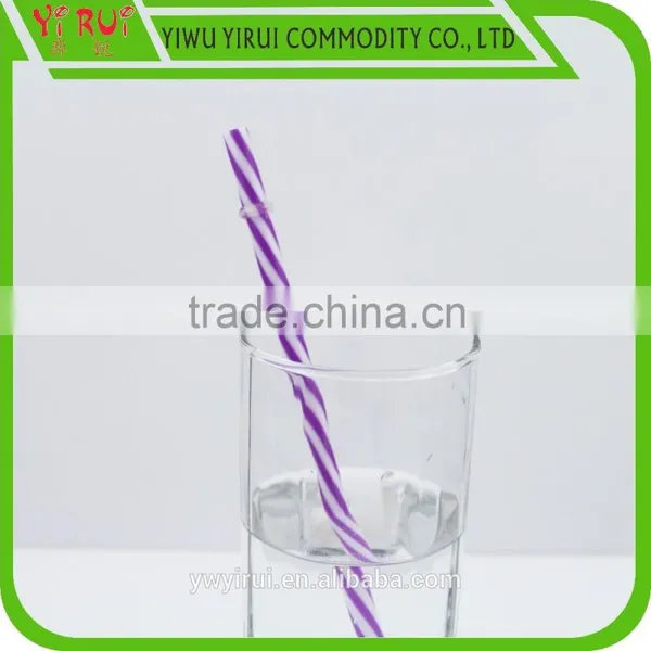 Striped Hard Plastic Straight Drinking Straw With Plastic Circle photo-4