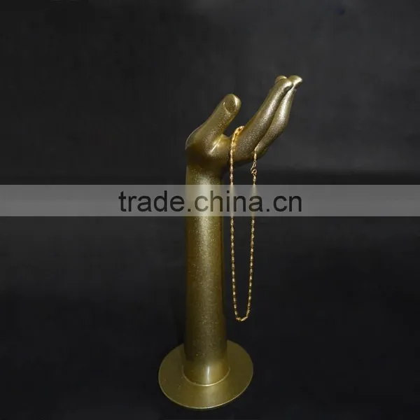 Fashion Store Display Golden Glossy Merchandising Mannequin Hand photo-3