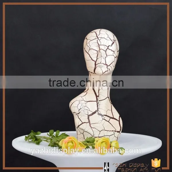 Latest Design Crack Surface Fiberglass Mannequin Head for Wig Display photo-2