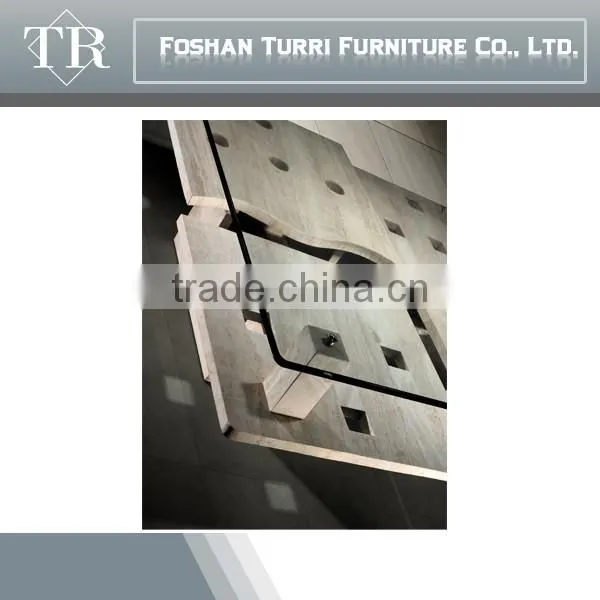Modern Luxury Travertine Base Glass Top Coffee Table photo-3
