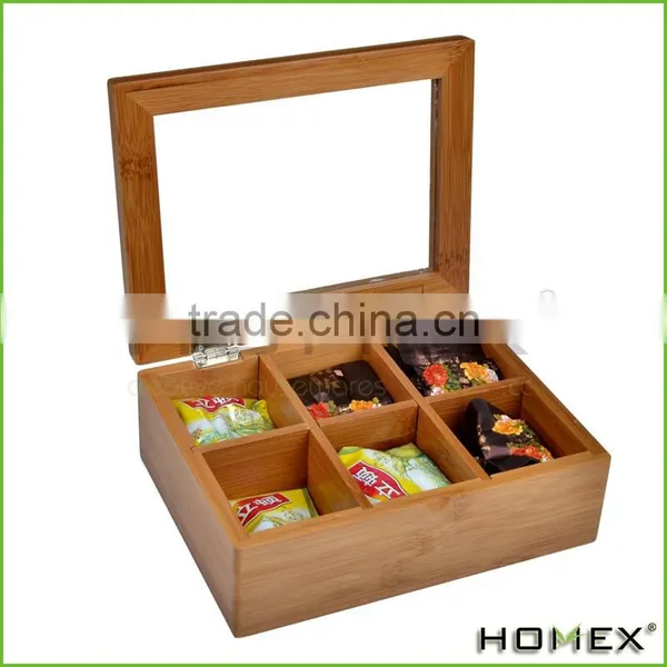 Durable Custom Bamboo Tea Box With 6 Adjustable Compartment/Homex_Factory photo-2