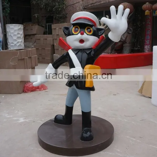 FRP Black Cat Police Cartoon Statue photo-2