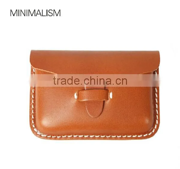 China Leather Products OEM/ODM Accepted Handmade Leather Name Card Holder Leather Coin Purse photo-3
