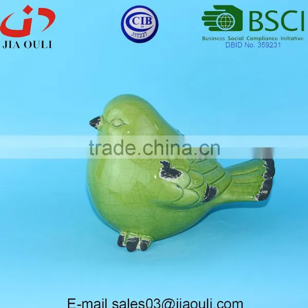 BSCI Audit Factory Easter Decoration Gift Craft Birds, Crakle Glazed Green Ceramic Bird photo-2