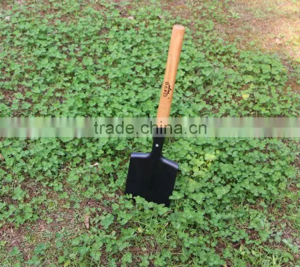 Мини садовый стальной лопата с деревянной рукояткой круглой формы photo-5