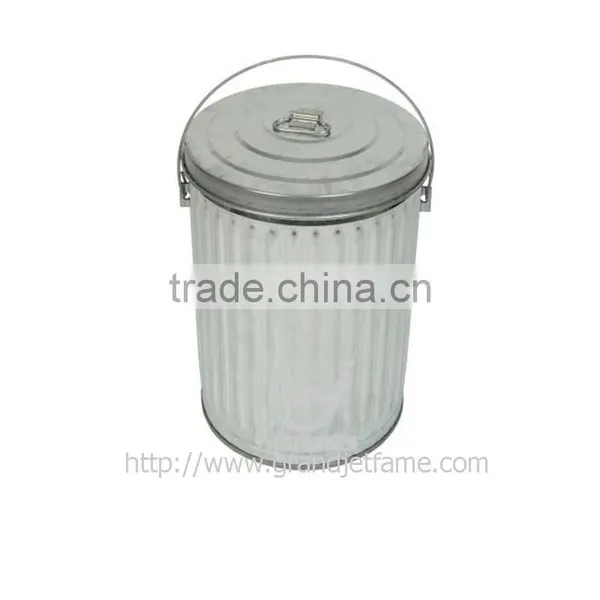 Antique Iron Trash Bin Galvanized Metal Iron Trash Bin photo-4