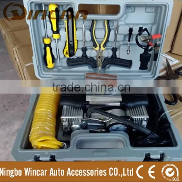 12V Mini Air Compressor With Repair Kits Hand Case photo-2