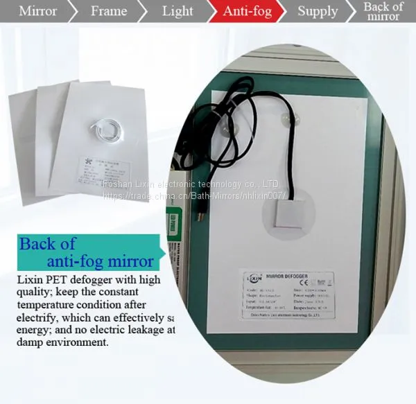 Hotel Bathroom Waterproof Energy-saving LED Fogless Backlit Mirror With Mirror Defogger photo-3