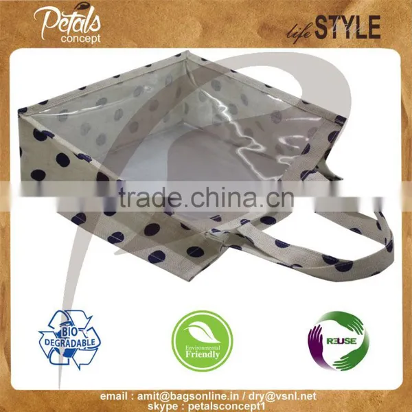 See Through PVC Indian Bags With Jute Sides - Made From Thick PVC & Laminated Jute photo-2
