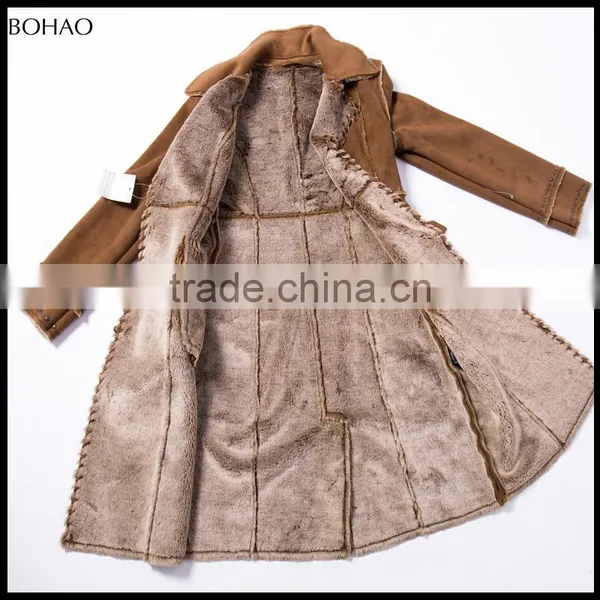 2015 High Fashion Leisure Cardigan Camel Fake Fur Coat photo-3