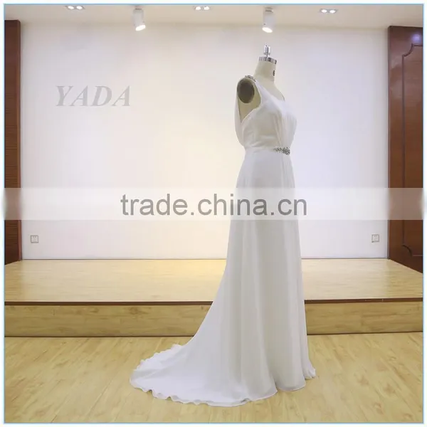 New Fashion Jewel Beaded Sleeveless Chiffon Weddings Bridesmaid Dresses Long photo-2