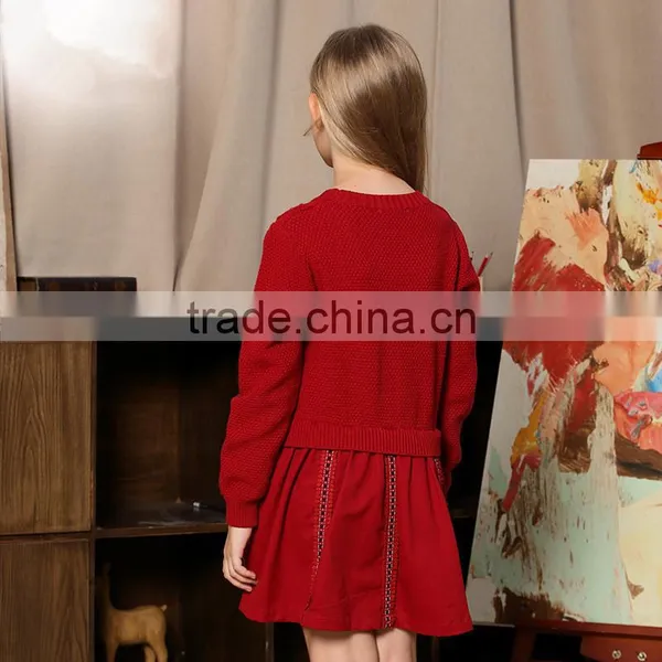 S32487W New 2017 Spring Girls Sweater Kids Knitted Cute O-neck National Style High End Sweaters photo-2