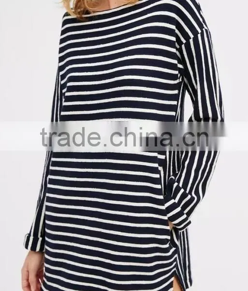 Runwaylover EY2370B Long Style 2017 Ladies Fashion Stripe Loose Blouse photo-3