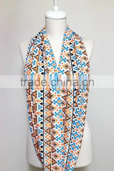 Inca Maya Aztec Indian Tribal Pattern Infinity Scarf, Ikat Circle Scarf, Scarves, Spring - Fall - Winter - Summer Fashion photo-3