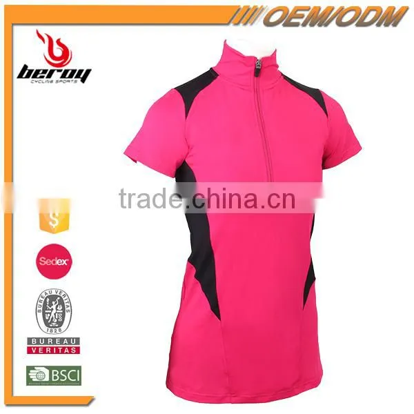 BEROY Wholesale Women Running T-shirt for Gym With Zipper Collar photo-2