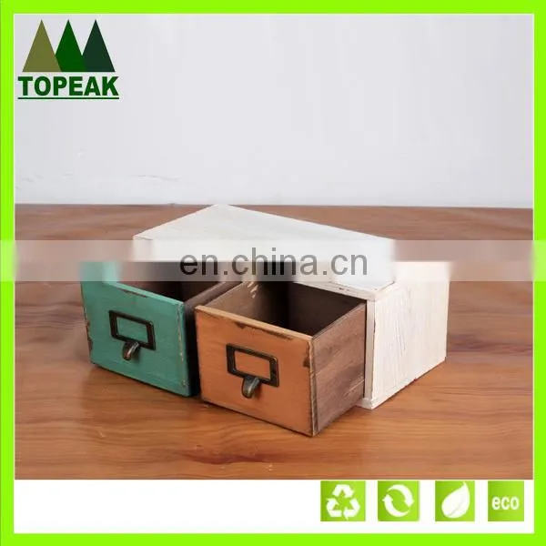 Zakka Style Storage Box With Drawer Custom Logo Printing Wooden Box Packaging Box WD-109 photo-3