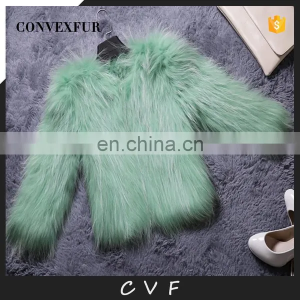 Winter Hand Made Raccoon Fur Weaven Coat Knitting Fur Garment