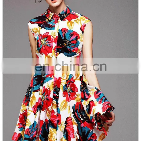 High Quality Sleeveless Print Skater Dress Summer 2016 photo-2