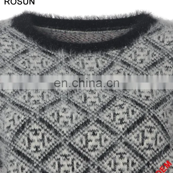 Women Winter Classic Mohair Jacquard Partten Mini Knitted Dress Suits photo-5