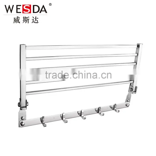 Wesda 90 Degree Rotation Bathroom Wall Towel Shelf With Hooks A0107 photo-2