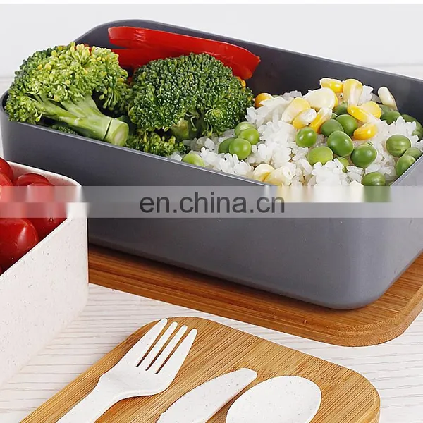 Environmentally Friendly Take Away Lunch Packing Boxes With Utensil Bamboo Lids School Lunch Box for Kids photo-2