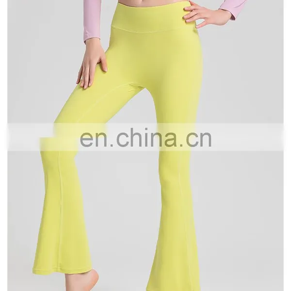 Fashion High Waist Wide Leg Flared Hot Gym Yoga Pants Butt Lift Bell Bottom Dance Fitness Leggings Workout Sport Wear For Women photo-3