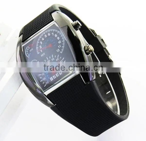 Flashing Blue Lights Silicone Flight Military Watches for Men photo-2