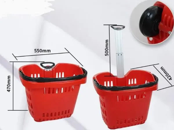 New Retail Supermarket Plastic Shopping Mini Trolley Basket photo-4