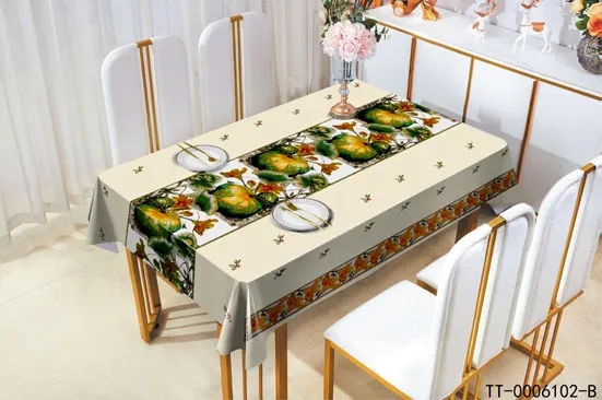 Lovely Pumpkin Pattern PVC Tablecloth, Waterproof, Oil-proof, Easy to Clean, Perfect for Home Dining and Festive Decoration photo-4