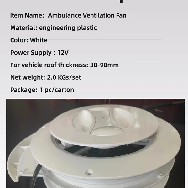 VS-001 Universal Ambulance Ventilation Fan 12V White for Special Vehicle Camppervan Conversion Car photo-4