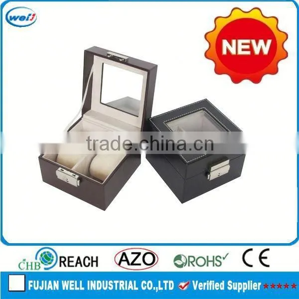 Luxury PU Leather Rotating Watch Box With Cushion