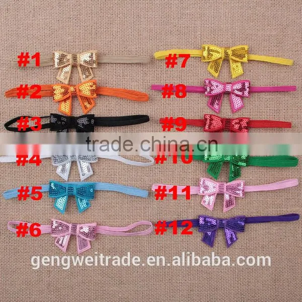 Fashion Girls Sequin Big Bow Hairbands Cute Infant Toddler Girls Headwear Kids Hair Accessory Wholesales Mixed Colors photo-2