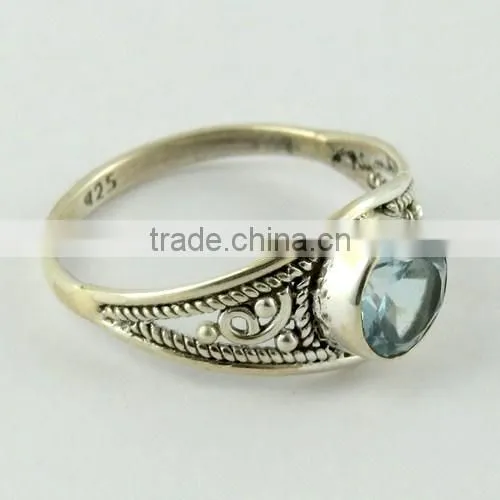 Fields Of Summer Blue Topaz 925 Sterling Silver Ring