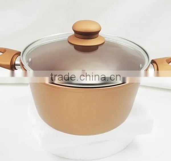 New Coffee Gold Color Aluminum Cookware Set Non Stick Coating Forged Imitation Looks photo-2