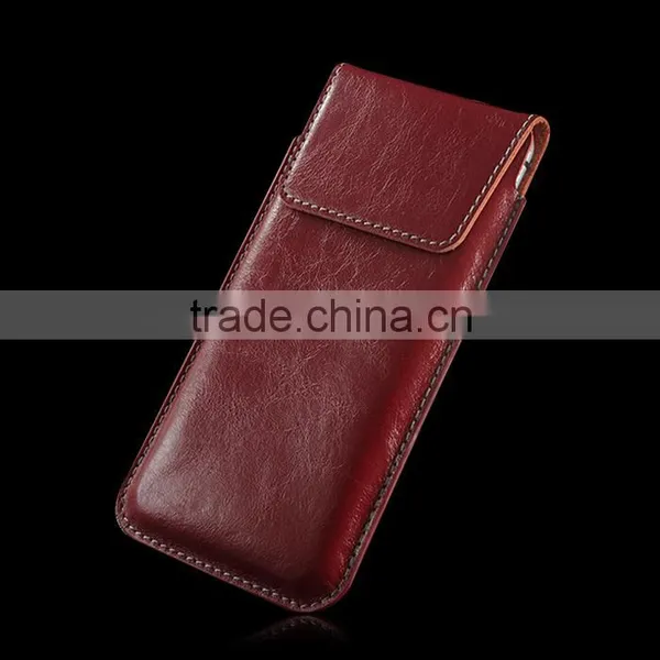 Genuine Leather Pouch Case for Iphone 6S Genuine Leather Black Pouch Sleeve for Iphone 6 Case photo-3