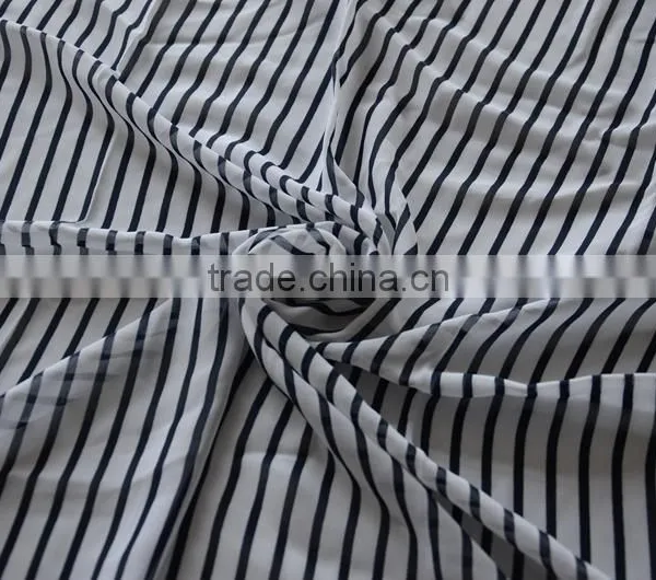 Black and White Stripe Printing Imitated Silk Fabric for Lady photo-2