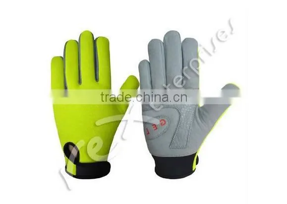 Cycle Gloves,Florescent Green Color Cycling Gloves,Full Fingers Cycling Gloves,Bike Gloves,Custom Bike Gloves