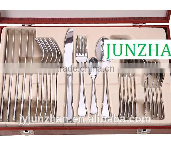 24pcs Cutlery in Visable Wooden Box and Stainless Steel 410 Material Factory Sell Directly photo-2