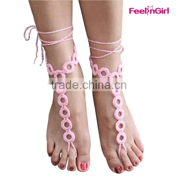 New Design Wedding Crochet Barefoot Sandals photo-5