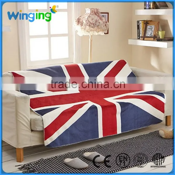 Popular UK&USA Flag Printed 100% Fleece Baby Blanket Microfiber Blanket Wholesale