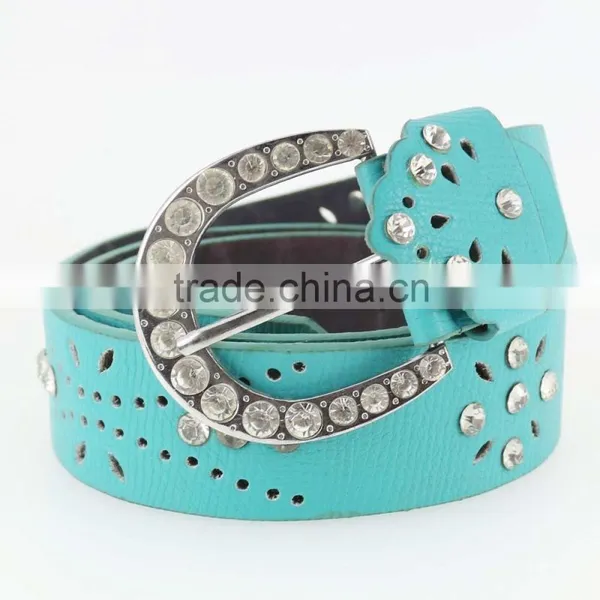 New Women Fashion pu Leather Rhinestone Belt With Shiny Silver Rhinestone Buckles in Yiwu photo-2
