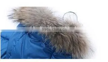2014 New Style Kids' Long Down Jacket With Fur Hood Blue Color Kids Warm Jacket Long Down Coat photo-2