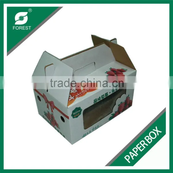 CUSTOM PRINTING CARDBOARD PAPER BOX FOR FRUIT AND VEGETABLE CORRUGATED FRUIT PAPER BOX WTIH HANDLE photo-2