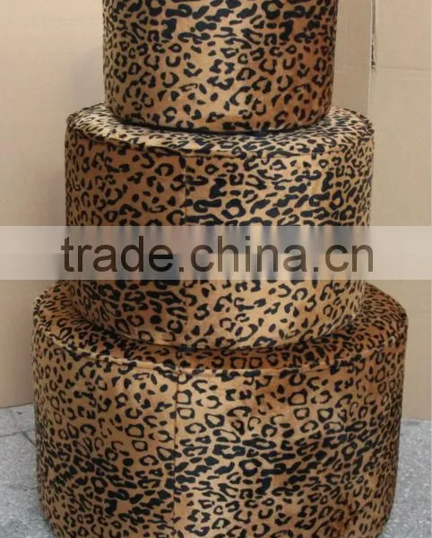 Leopard Fabric Ottoman,ottoman,round Ottoman,storage Otoman