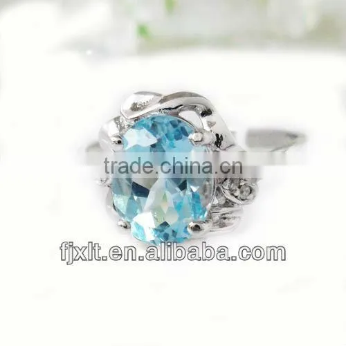 New Arrival Fashionable Blue Topaz 925 Sterling Silver Gemstone Ring